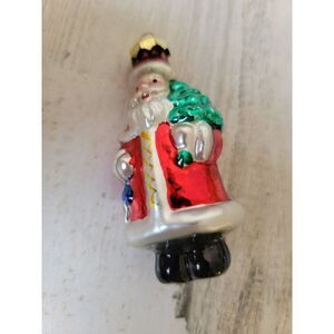 Tree pick Santa clause blown glass ornament Xmas decor